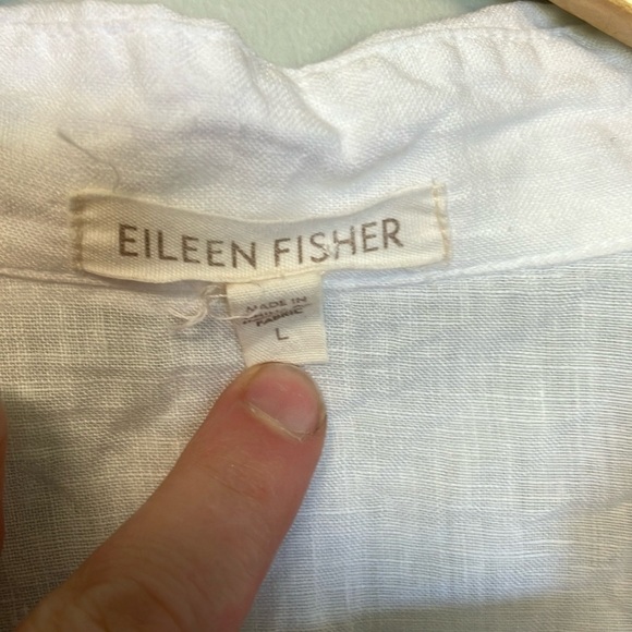 Eileen Fisher 100% Irish Linen White Button-Up Shirt - Picture 2 of 4